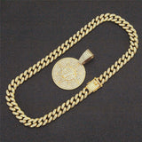 Iced Out Cubic Zircon NO.7 Coin Pendant Chain