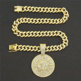 Iced Out Cubic Zircon NO.7 Coin Pendant Chain