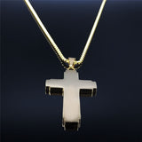 Christian Bible Cross Stainless Steel Pendant Necklace - Oshlily