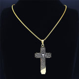 Christian Bible Cross Stainless Steel Pendant Necklace - Oshlily