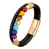 Natural Round Chakra Bead Stone Men's Bracelet