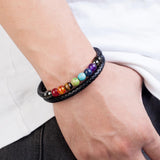 Natural Round Chakra Bead Stone Men's Bracelet
