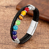 Natural Round Chakra Bead Stone Men's Bracelet