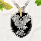 Archangel Angel Wings Protect Us Pendant Necklace - Oshlily