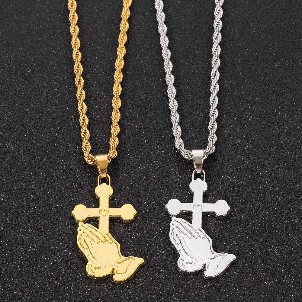 Prayer Cross Pendant Necklace 60 CM Chain - Oshlily