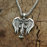 Cross Angel Wings Talisman Archangel Protect Pendant Necklace
