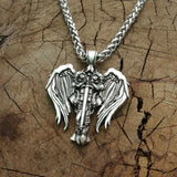 Cross Angel Wings Talisman Archangel Protect Pendant Necklace - Oshlily