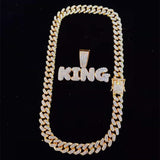 Iced Out Bling KING Pendant Necklace with 13mm Miami Cuban Chain