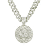 Iced Out Cubic Zircon NO.7 Coin Pendant Chain