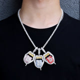 Dripping Lips Iced Out Bling Tongue Pendant Necklace