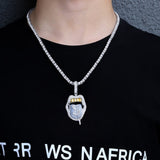 Dripping Lips Iced Out Bling Tongue Pendant Necklace