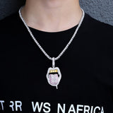 Dripping Lips Iced Out Bling Tongue Pendant Necklace
