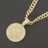 Iced Out Cubic Zircon NO.7 Coin Pendant Chain