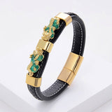 Charm Woven Leather Rope Bracelet