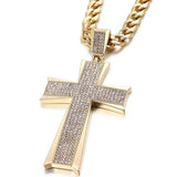 Large Cross Pendant Iced Out Shining Crystal Pendant Necklace