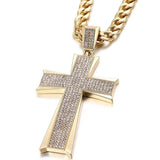 Large Cross Pendant Iced Out Shining Crystal Pendant Necklace - Oshlily