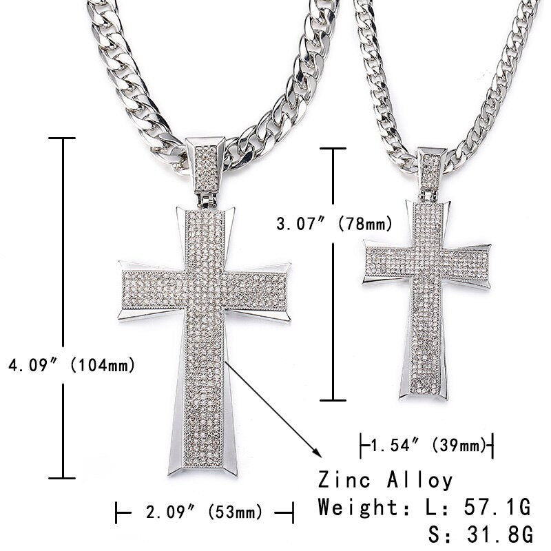 Large Cross Pendant Iced Out Shining Crystal Pendant Necklace - Oshlily