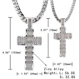 Wave-Shaped Large Cross Iced Out Bling Bling Crystal Pendant Necklace - Oshlily